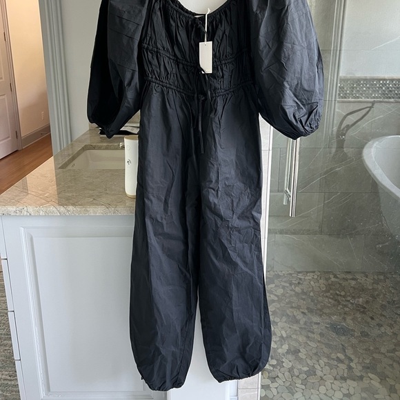 ULLA JOHNSON Amalie Balloon-Sleeve Jumpsuit: Black - Picture 4 of 10